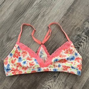 Gilly hicks bralette white with peach lace